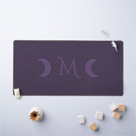 Dusty Violet Crescent Moons Monogramm Schreibtischunterlage