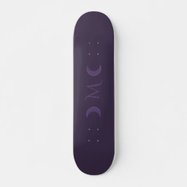 Dusty Violet Crescent Moons Monogramm Skateboard