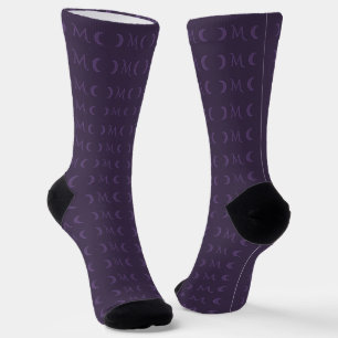 Dusty Violet Crescent Moons Monogramm Socken