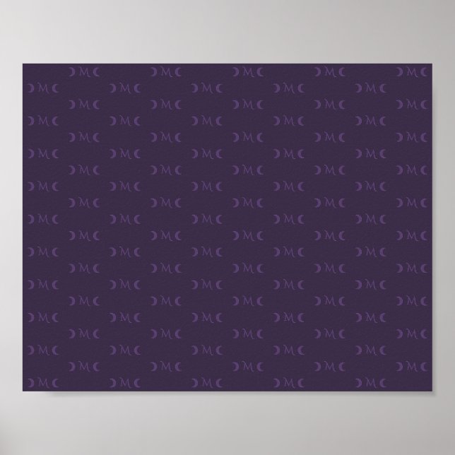 Dusty Violet Monogram Crescent Moon Pattern Poster (Vorne)