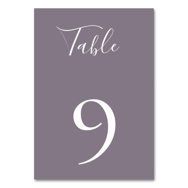 Dusty Violet Tischnummer Card (Vorderseite)