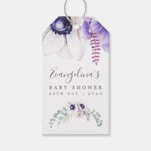 Dusty Violet Wasserfarben Blütendusche Geschenkanhänger