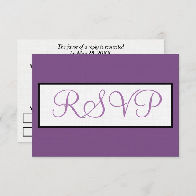 Dusty Violet Wedding RSVP Skript (Vorne/Hinten)