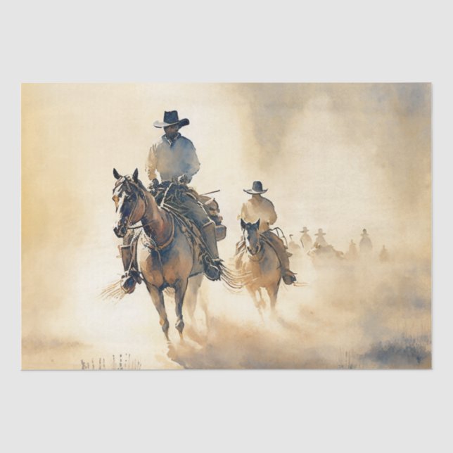 Dusty Western Aquarell "Riders in the Dawn" Seidenpapier (Vorderseite)