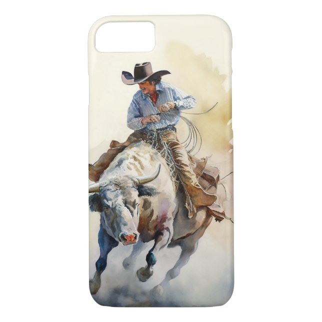 Dusty Western Wasserfarbe "Rodeo Bull Rider" Case-Mate iPhone Hülle (Rückseite)