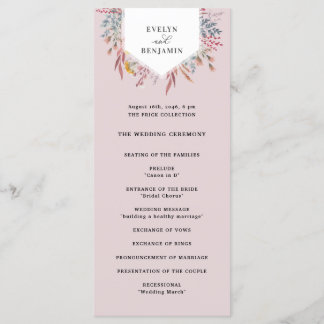 Dusty Wildblume Watercolor Floral Wedding Program Programm