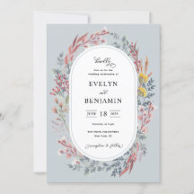 Dusty Wildblume Watercolor Hochzeit Einladung