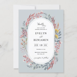 Dusty Wildblume Watercolor Hochzeit Einladung