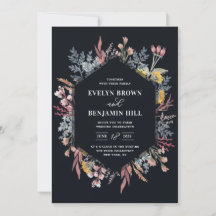 Dusty Wildblume Watercolor Hochzeit Einladung
