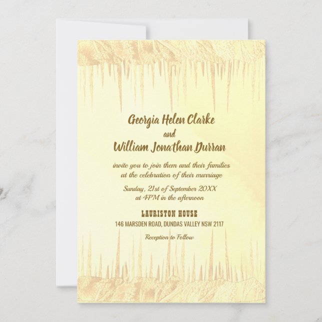 Dusty Yellow Icicle Wedding Invitation Card (Vorderseite)
