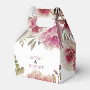 Dustyr Rose Aquarell Blume und Blätter Hochzeit Geschenkschachtel