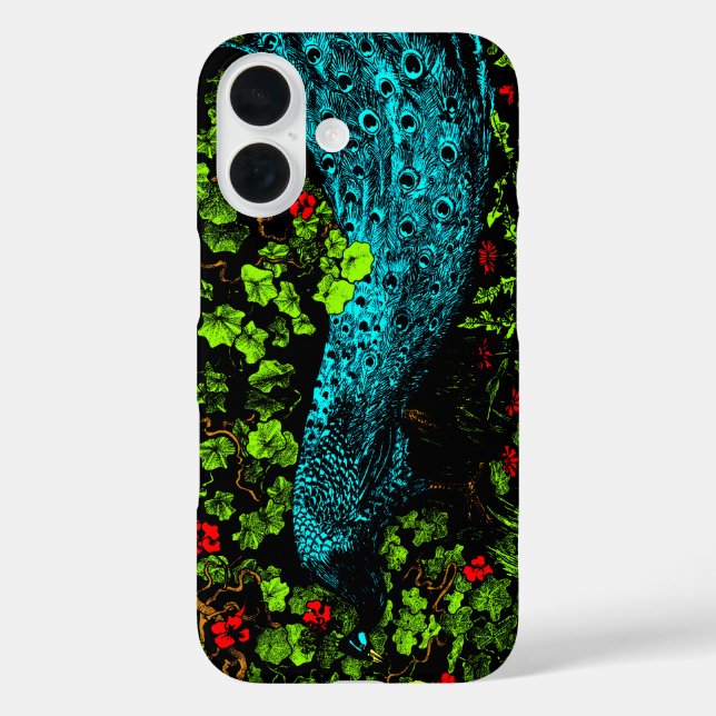 Dutch Art Nouveau Peacock and Butterfly iPhone 16 Hülle (Rückseite)
