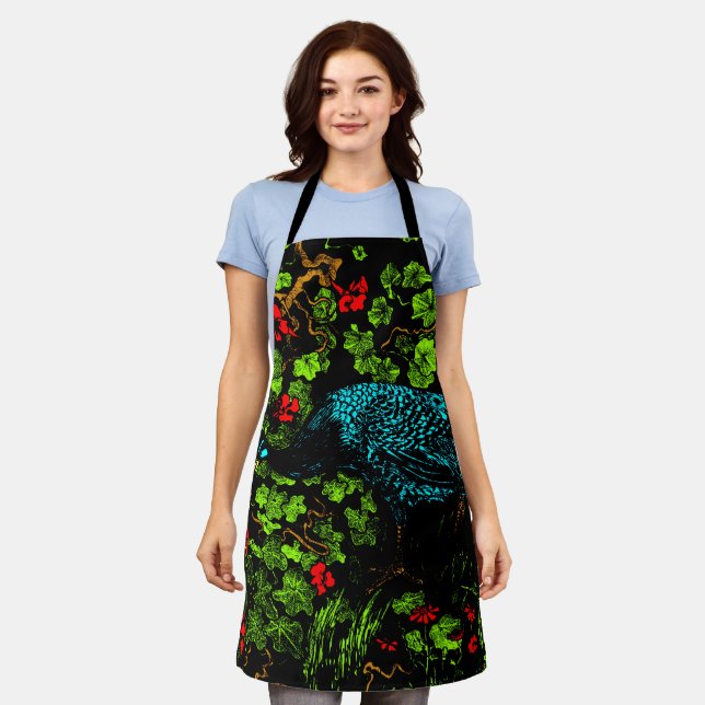 Dutch Art Nouveau Peacock and Butterfly Schürze (Getragen)