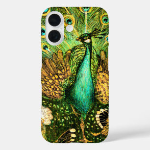 Dutch Art Nouveau Peacock and Chickens iPhone 16 Hülle
