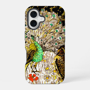 Dutch Art Nouveau Peacock and Owls iPhone 16 Hülle