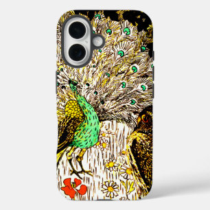 Dutch Art Nouveau Peacock and Owls iPhone 16 Hülle
