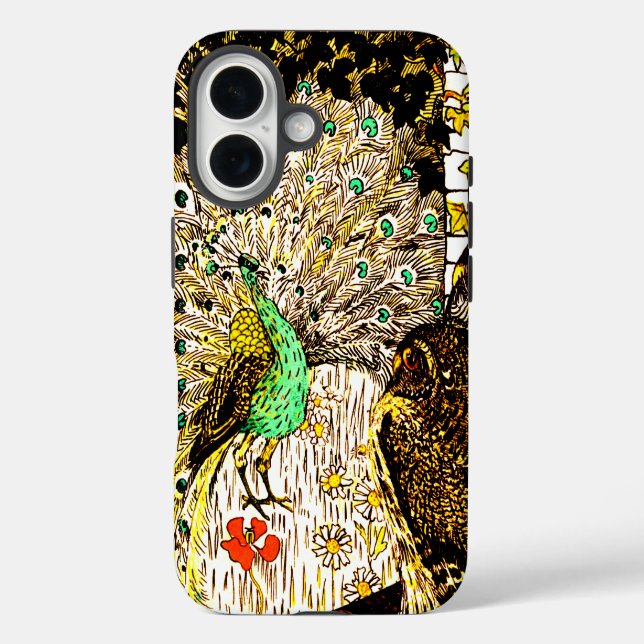 Dutch Art Nouveau Peacock and Owls iPhone 16 Hülle (Rückseite)