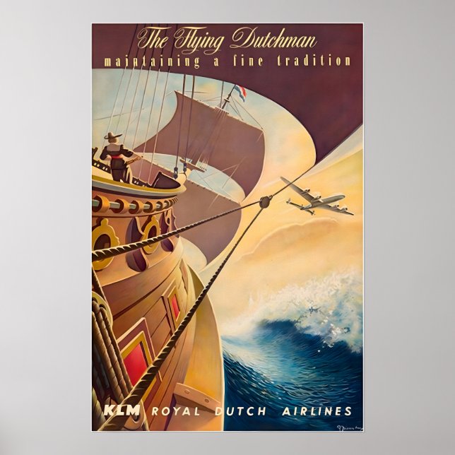 Dutch Art Print KLM Travel Poster (Vorne)