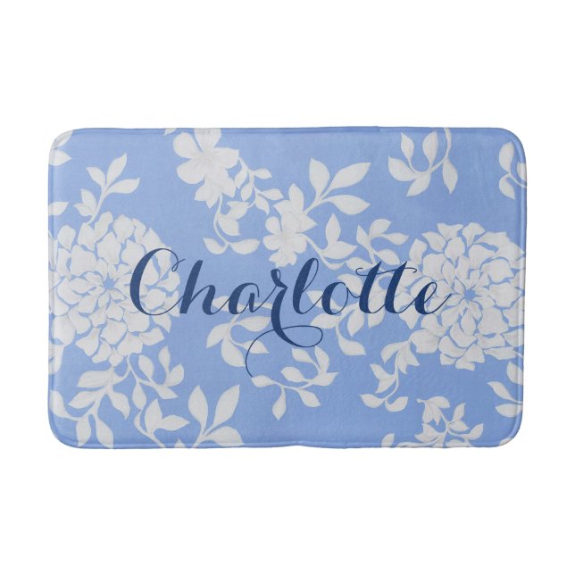 Dutch Blue Floral Delft Style Badematte (Vorderseite)