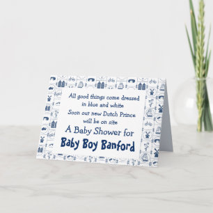 Dutch Blue Tiles Baby Showcard Einladung