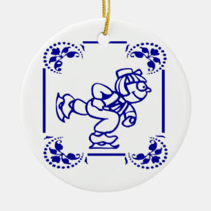Dutch Boy Ice Skaten Keramikornament