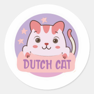 Dutch Bros Cat Liebhaber Runder Aufkleber