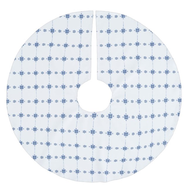 Dutch Delft Blue Floral Pattern Tree Skirt Polyester Weihnachtsbaumdecke (Vorderseite)