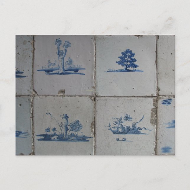 Dutch Delft Blue Tiles PostCard Postkarte (Vorderseite)