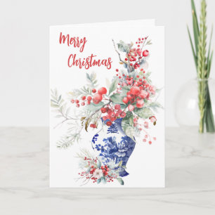 Dutch Delft Christmas Vase Weihnachtskarte Dankeskarte