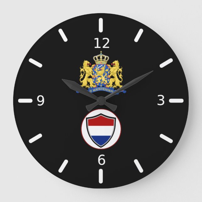 Dutch flag-coat arms large clock große wanduhr (Vorderseite)