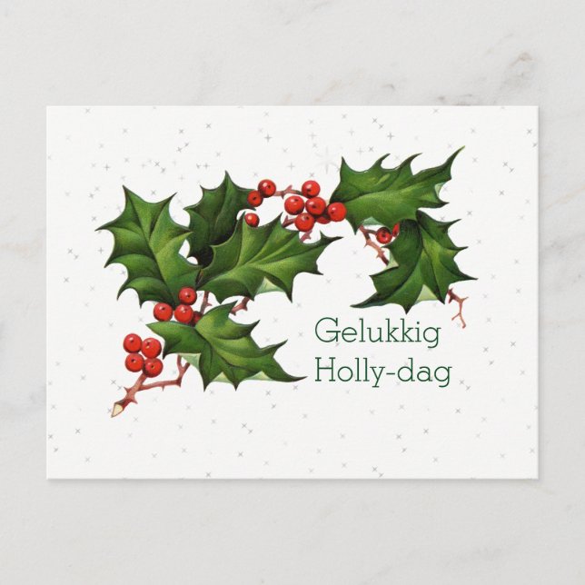 Dutch Gelukkig Holly Dag Vintage Weihnachten (Vorderseite)