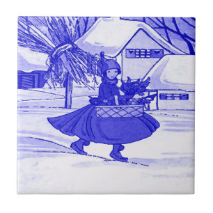 Dutch Girl, Delft Blue Fliese