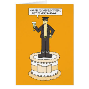 Dutch Happy Birthday Cartoon Man à Leather