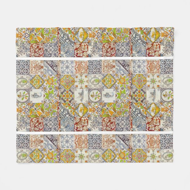 Dutch Keramik Tiles Fleecedecke (Vorderseite (Horizontal))
