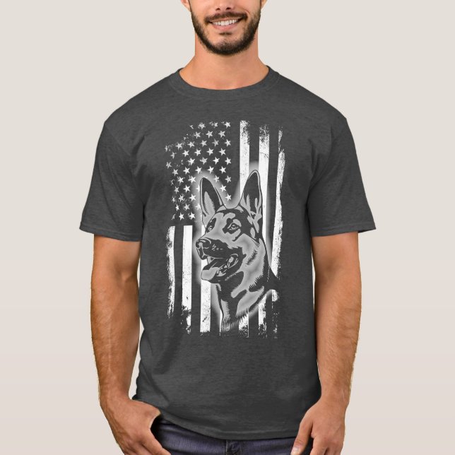 Dutch Shepherd American Flag Patriotic Dog Gift T-Shirt (Vorderseite)