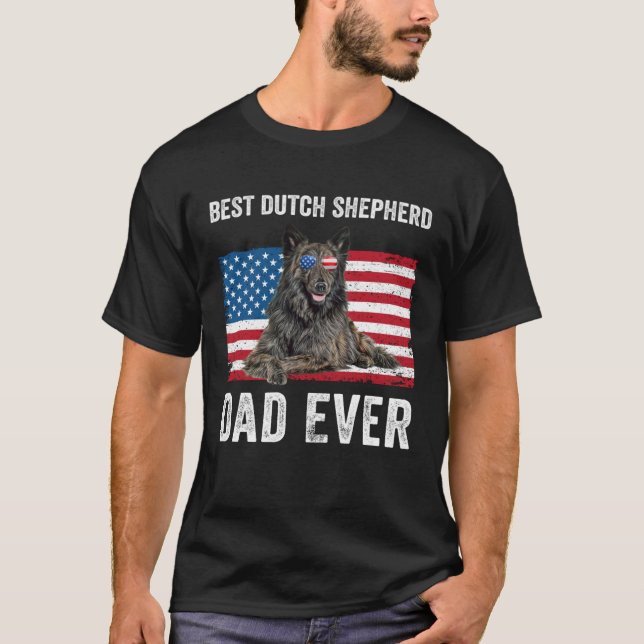 Dutch Shepherd Dad American Flag Dog  Owner Father T-Shirt (Vorderseite)