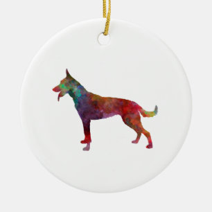 Dutch Shepherd Dog im Watercolor Keramik Ornament