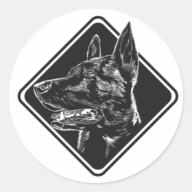 Dutch Shepherd - Hollandse Herdershond Runder Aufkleber (Vorderseite)
