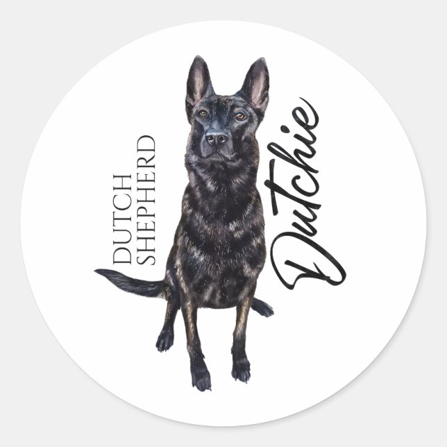 Dutch Shepherd - Hollandse Herdershond Runder Aufkleber (Vorderseite)