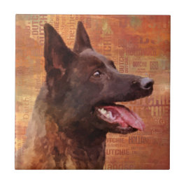 Dutch Shepherd - Niederländische Illustration Fliese
