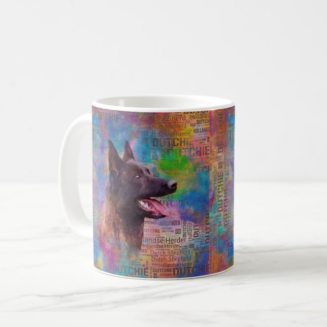 Dutch Shepherd - Niederländische Illustration Kaffeetasse (Vorderseite Links)