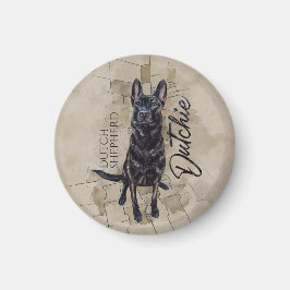 Dutch Shepherd - Niederländische Illustration Magnet