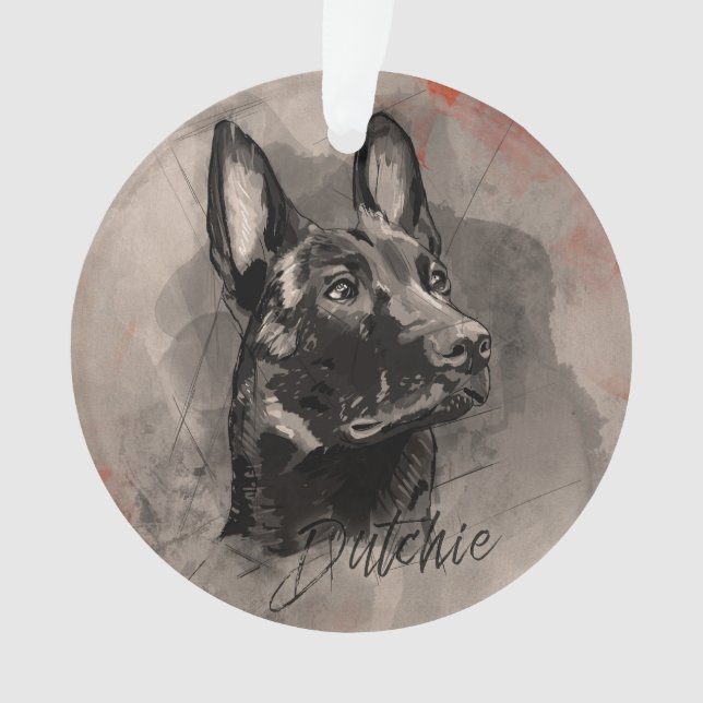 Dutch Shepherd - Niederländische Illustration Ornament (Vorderseite)