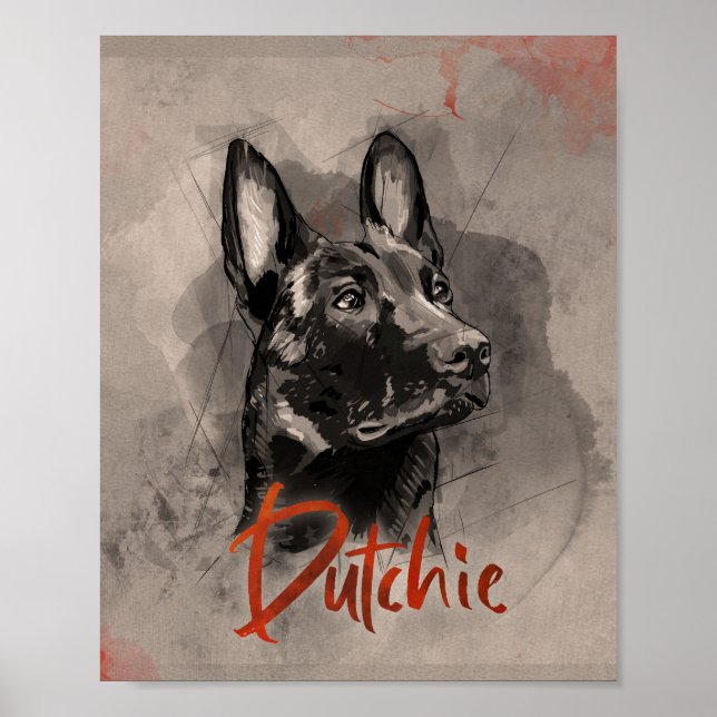 Dutch Shepherd - Niederländische Illustration Poster (Vorne)