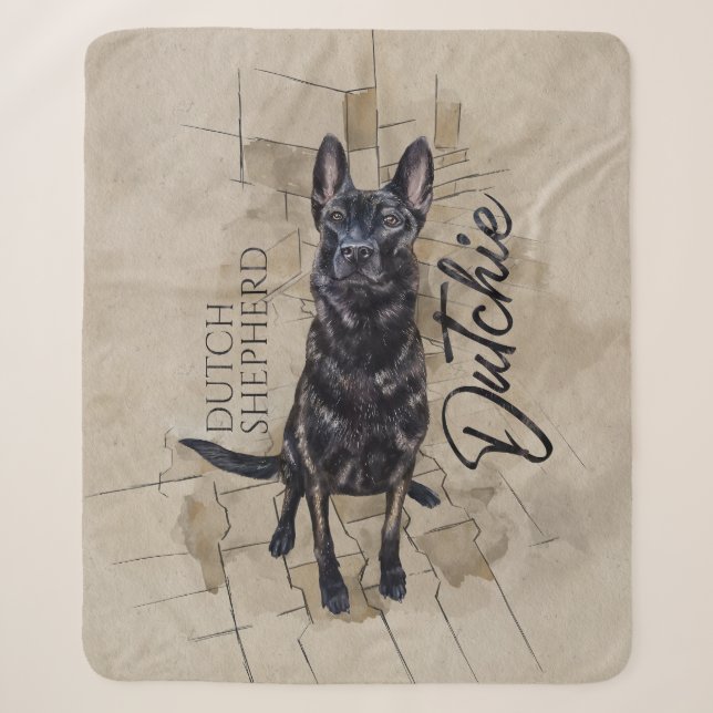 Dutch Shepherd - Niederländische Illustration Sherpadecke (Vorderseite)