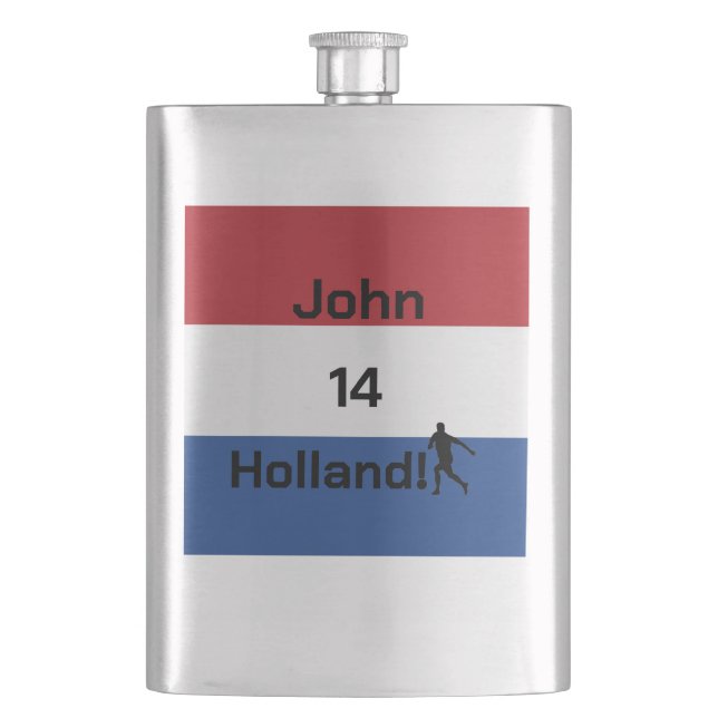 Dutch Soccer, anpassbar Flachmann (Vorderseite)
