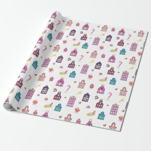 Dutch St. Nicholas Day Sinterklaas Holiday, Houses Geschenkpapier