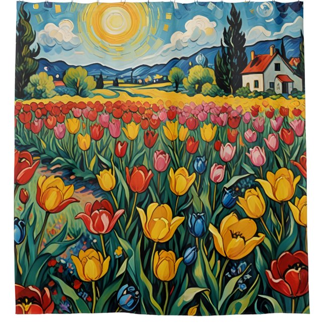 Dutch Tulip Field Duschvorhang (Vorderseite)
