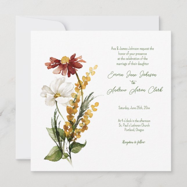 Dutch Watercolor Florals Hochzeitsveranstaltung Einladung (Vorderseite)