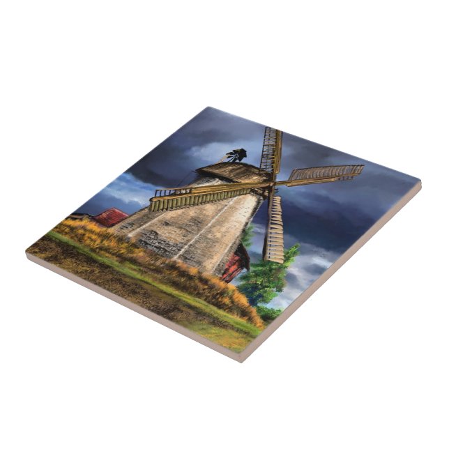 Dutch Windmill Ceramic Tile Painting Fliese (Seite)